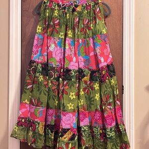 Jane Ashley Vibrant Floral Maxi Skirt - Green, Pink, Red